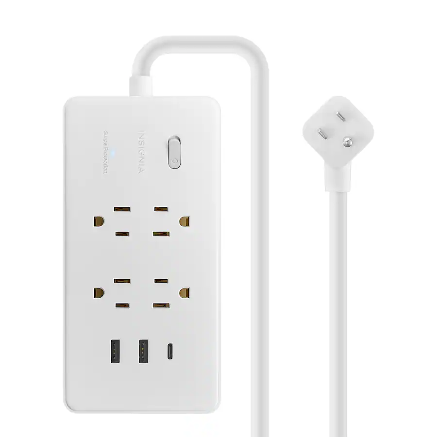 Insignia™ - 4-Outlet / 1-USB-C / 2-USB 1,200 Joules Surge Protector Strip