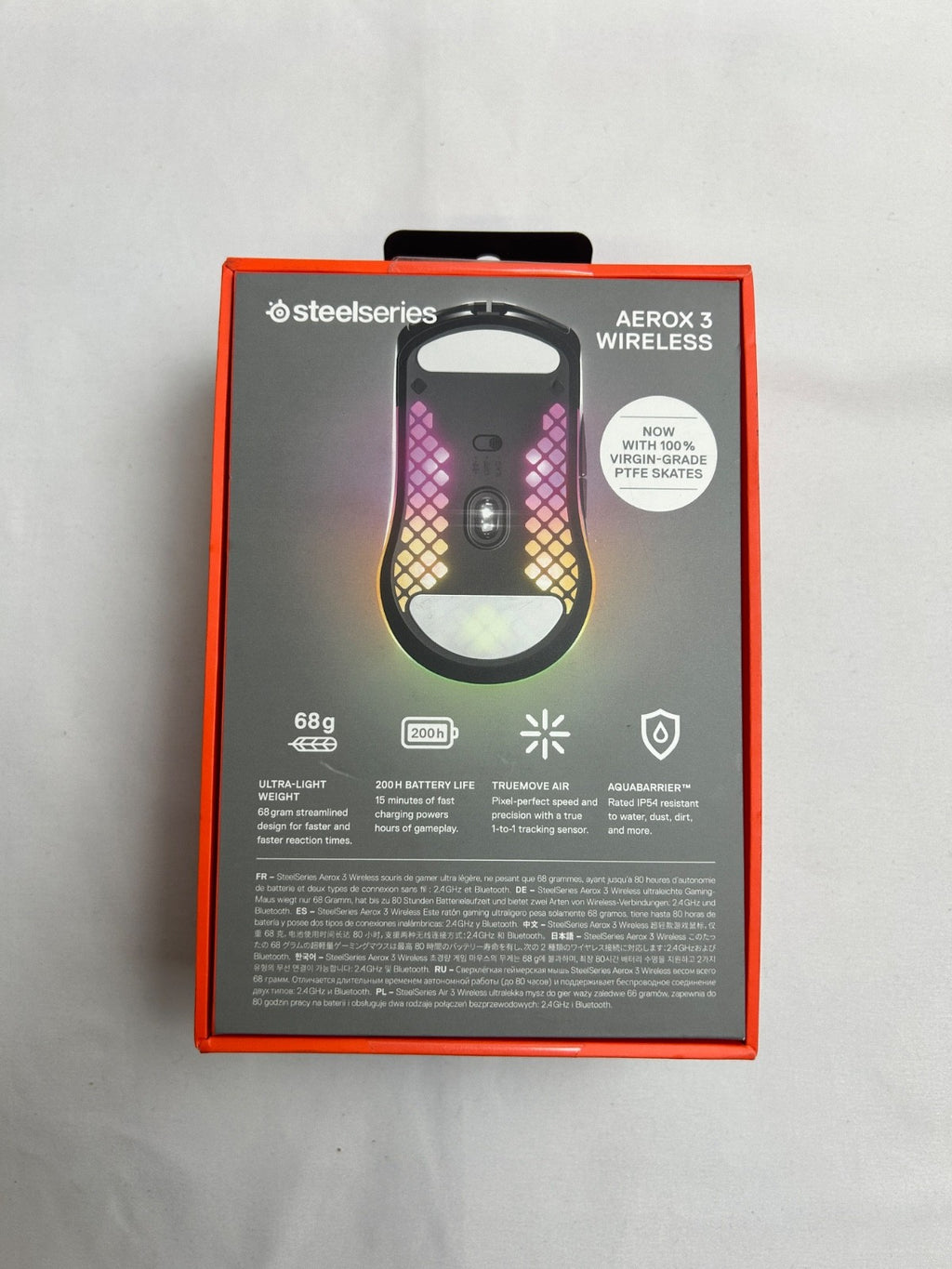 SteelSeries Aerox 3 Wireless Gaming Mouse RGB Lighting IP54 Water Resistant