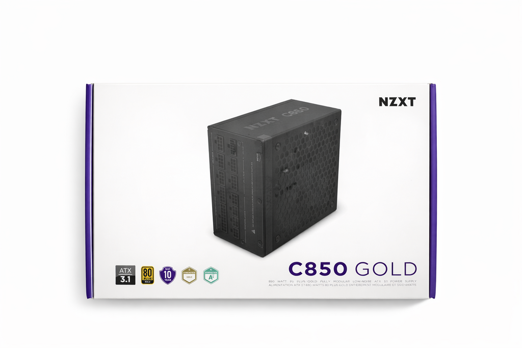 NZXT C850 Gold ATX 3.1 Fully Modular Low-Noise PC Gaming Power Supply Black