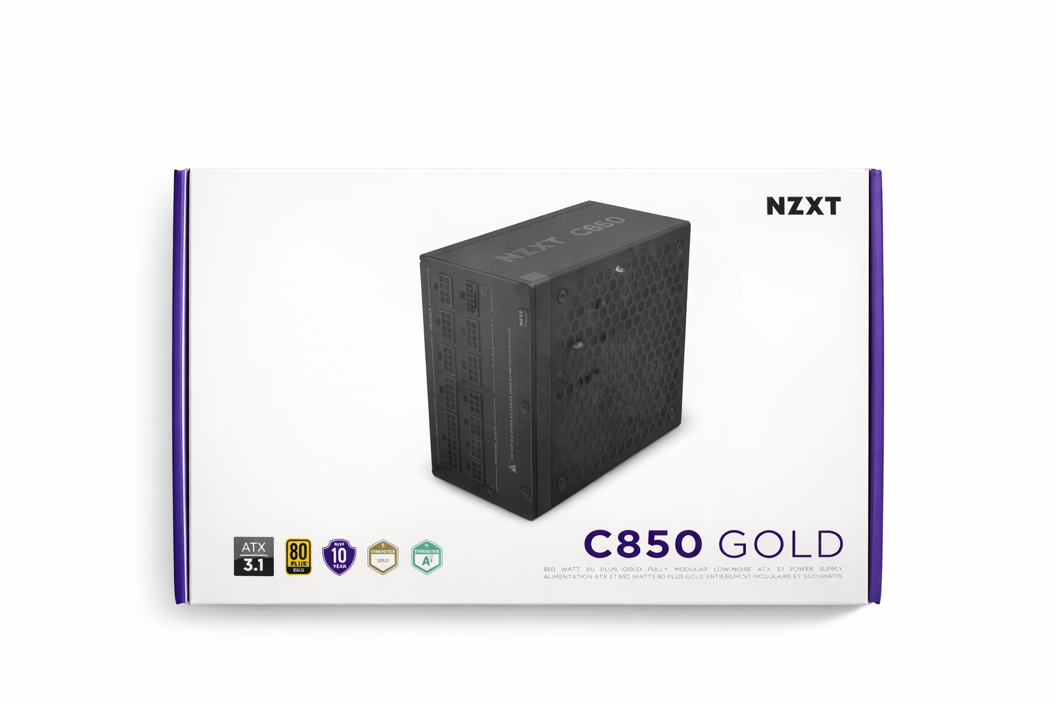 NZXT C850 Gold ATX 3.1 Fully Modular Low-Noise PC Gaming Power Supply Black
