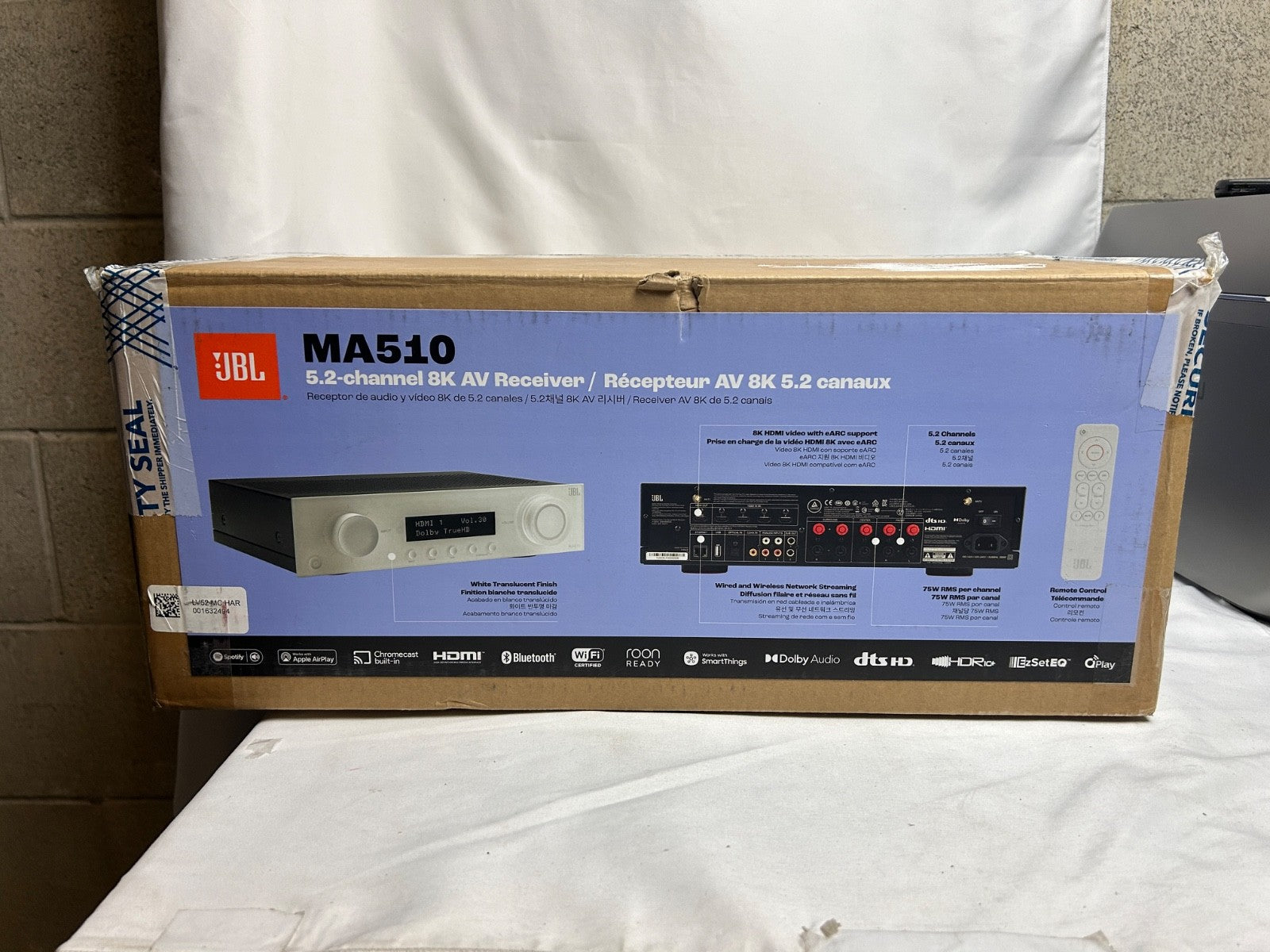 JBL MA510 5.2 Channel 8K Ultra HD AV Receiver White HDMI Bluetooth
