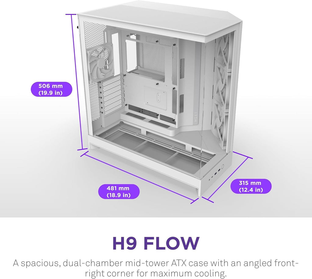 NZXT H9 Flow (2025)  Large Dual-Chamber ATX Mid-Tower Airflow PC Case