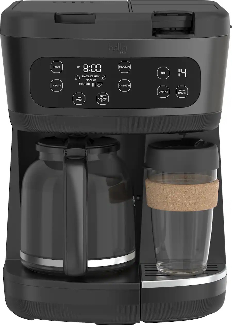 bella PRO - MultiBrew 12-Cup Drip & Single-Serve Coffee Maker - Black Stainless