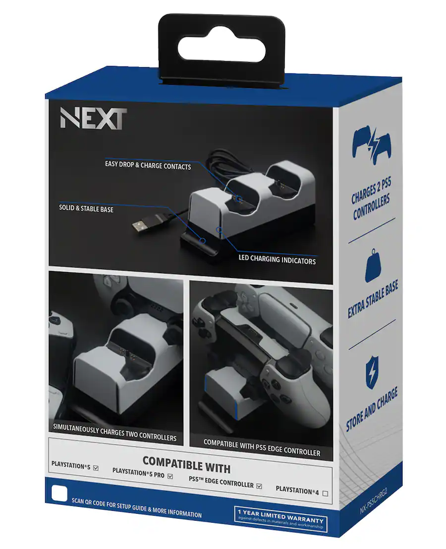 NEXT Dual Controller Charging Station for PlayStation 5 White