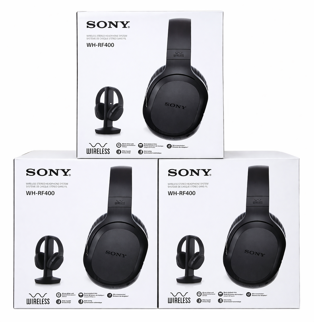 3 Sony WH-RF400 Wireless RF Home Theater Headphones with Charging Dock