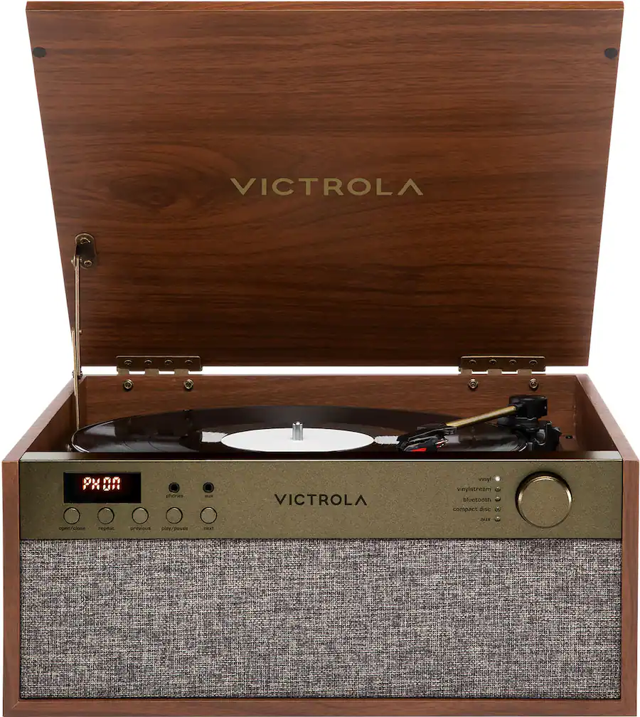 Victrola Century Essential 5-in-1 Vinyl Stream Bluetooth Music Center - Walnut