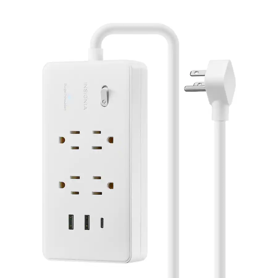 Insignia™ - 4-Outlet / 1-USB-C / 2-USB 1,200 Joules Surge Protector Strip