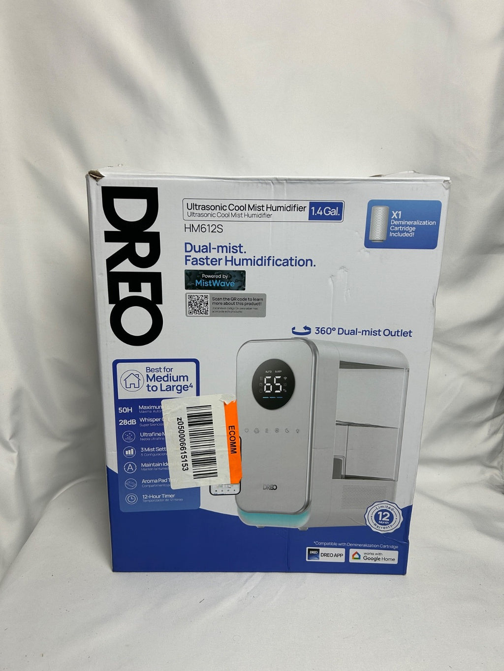 Dreo 1.3G Smart Cool Mist Humidifier w/ Oil Diffuser & Nightlight – White
