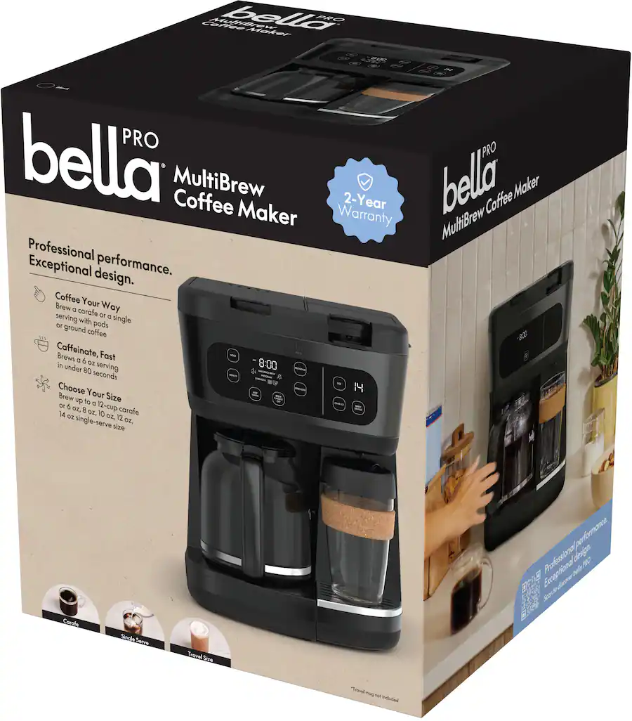 bella PRO - MultiBrew 12-Cup Drip & Single-Serve Coffee Maker - Black Stainless