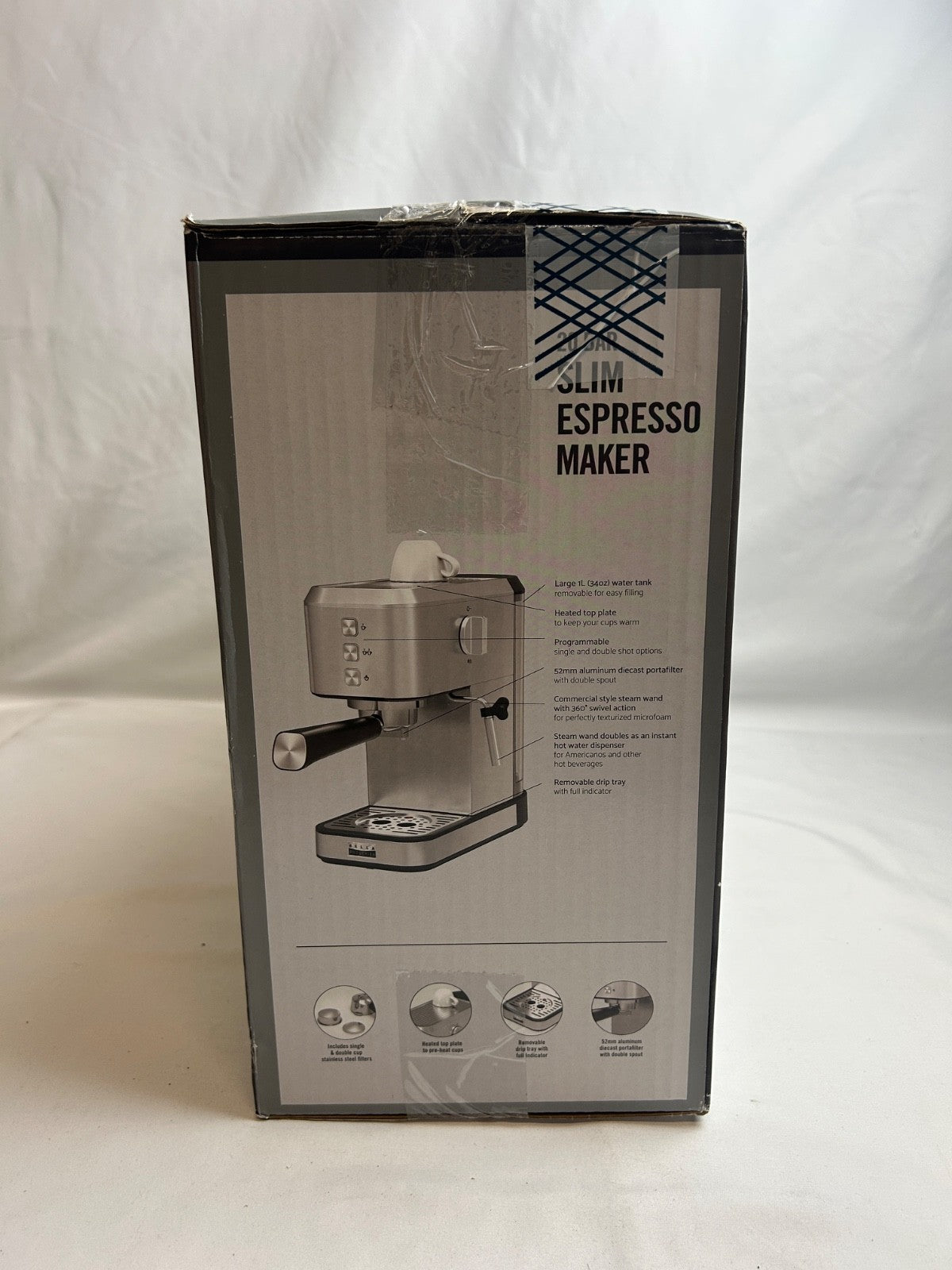 BELLA PRO Series 90197 - Slim Espresso Machine with 20 Bars of Pressure