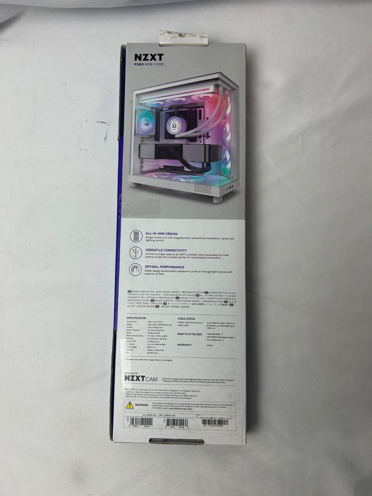 NZXT F360 RGB Core 360mm Fan Unit single unit