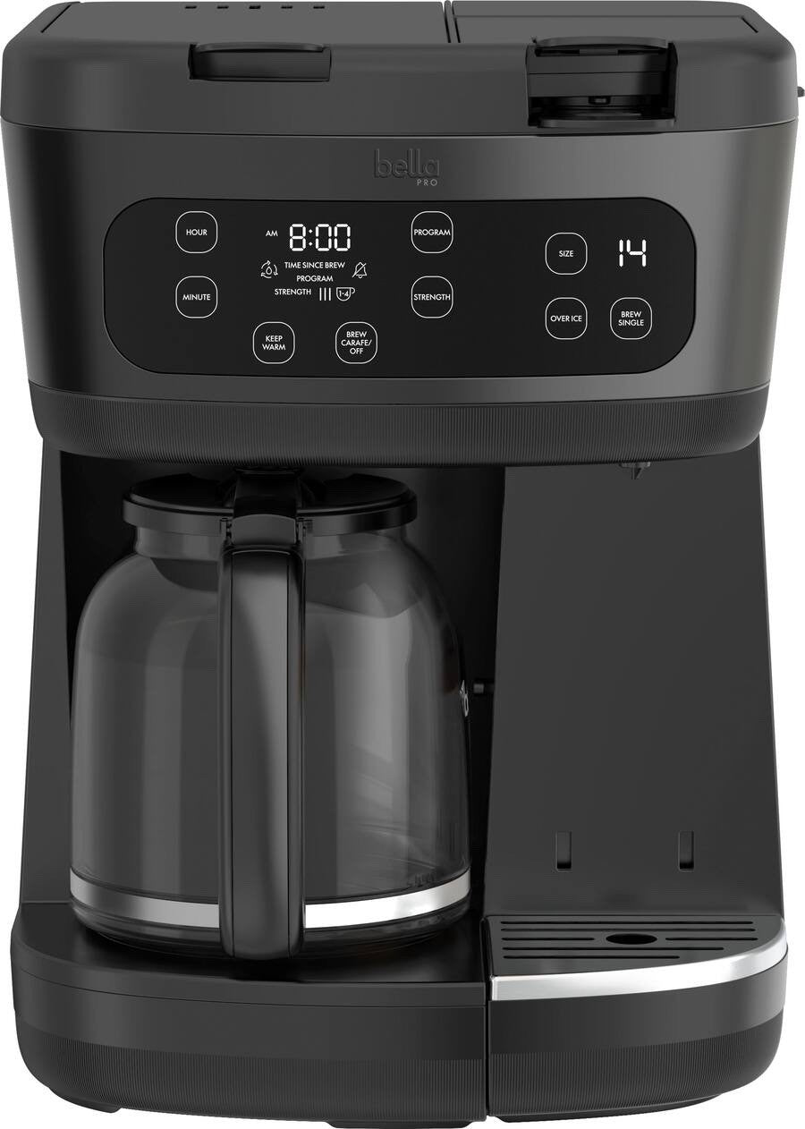bella PRO - MultiBrew 12-Cup Drip & Single-Serve Coffee Maker - Black Stainless