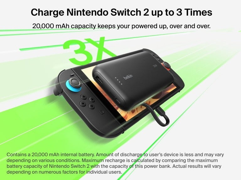 Belkin Power Bank 20k Nintendo Switch 2 30W Fast Charge BPB024