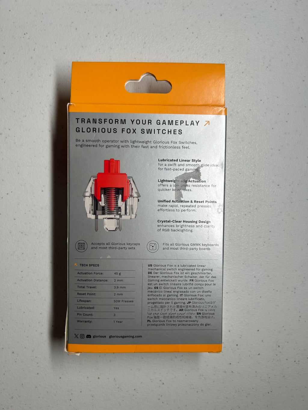 Glorious Fox Linear Mechanical Switches (110 Box) – Incomplete/Missing Switches