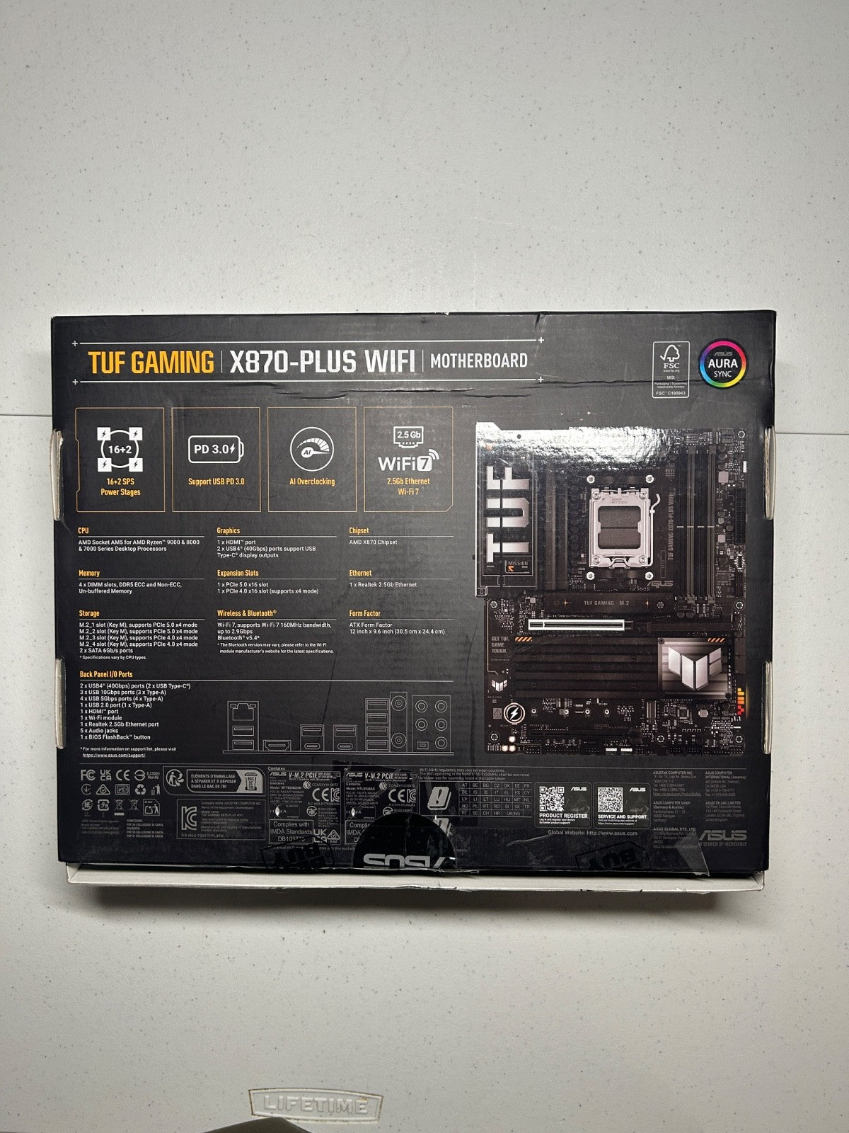 ASUS TUF Gaming X870-PLUS WiFi AM5 M2 Slots WiFi7 ATX Motherboard Only
