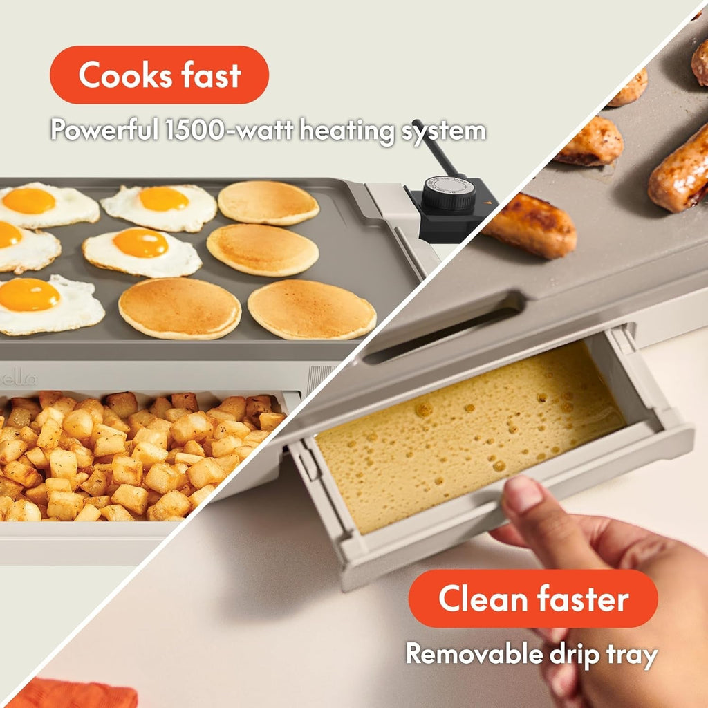 10" x 20" Electric Griddle with Warming Tray & Nonstick Ceramic Coating